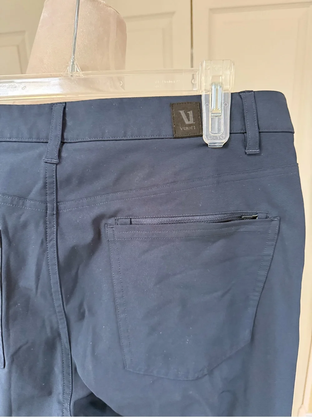 Vuori Navy Slim Stretch Chinos with Cream Tee